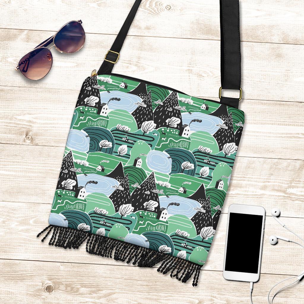 Mountain Cartoon Pattern Print Crossbody bags-grizzshop