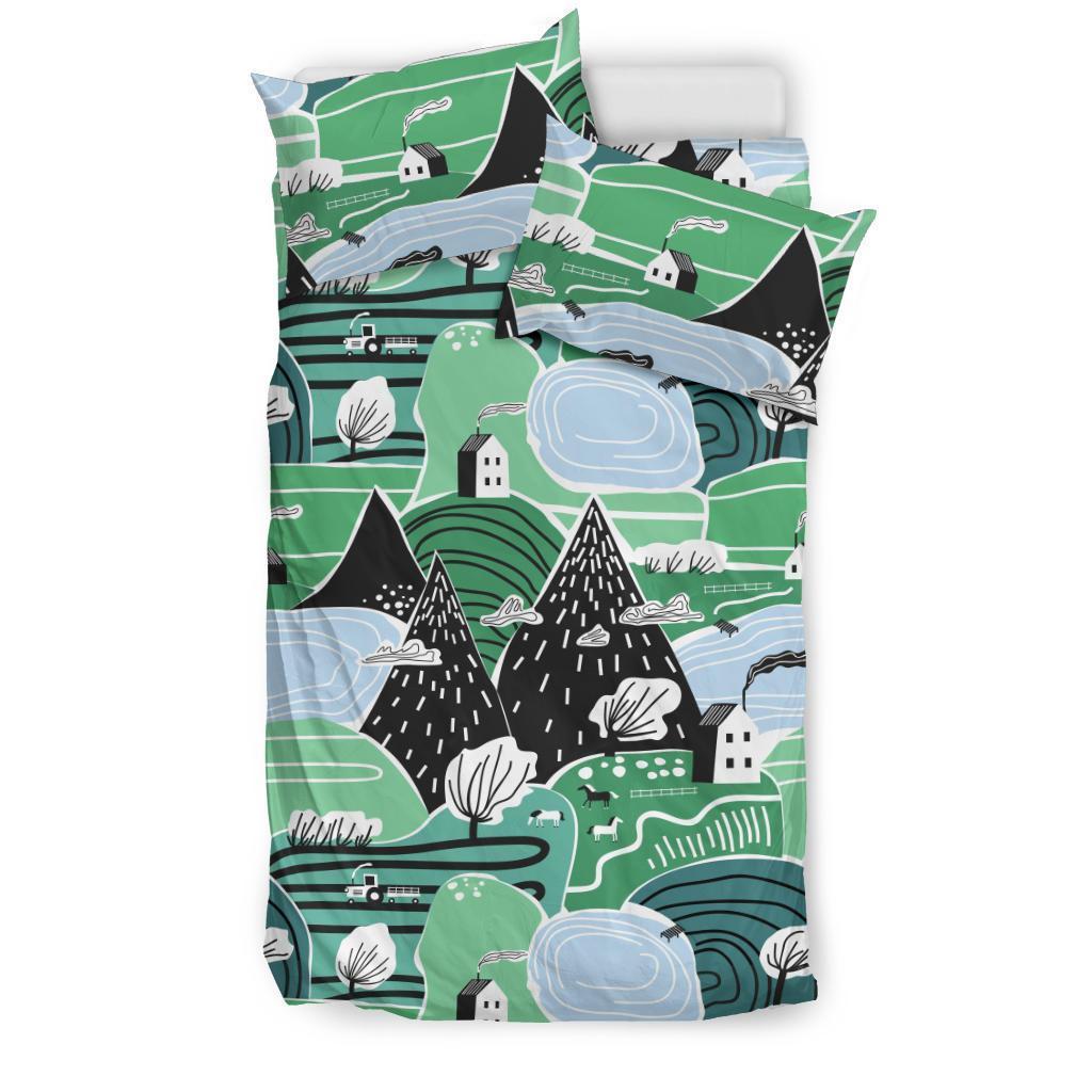 Mountain Cartoon Pattern Print Duvet Cover Bedding Set-grizzshop