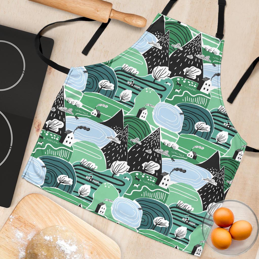 Mountain Cartoon Pattern Print Women's Apron-grizzshop