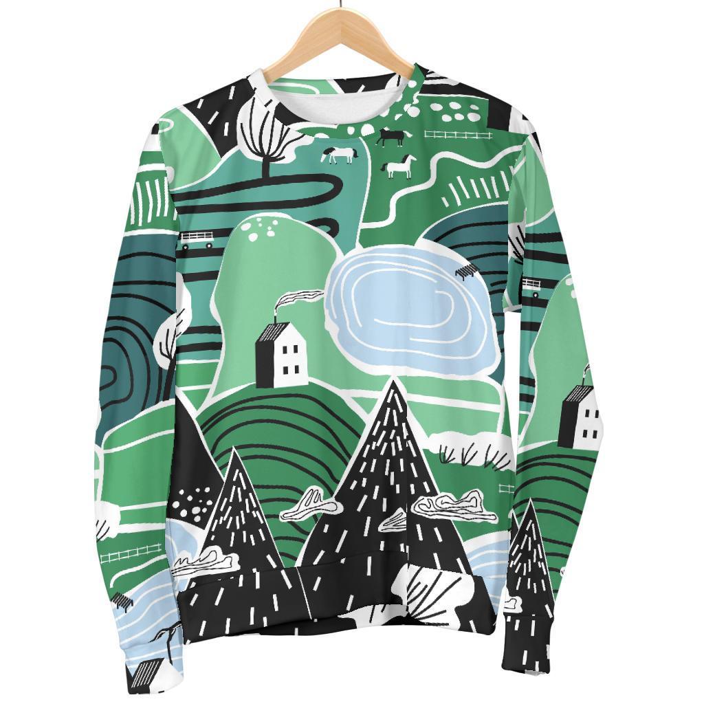 Mountain Cartoon Pattern Print Women's Sweatshirt-grizzshop