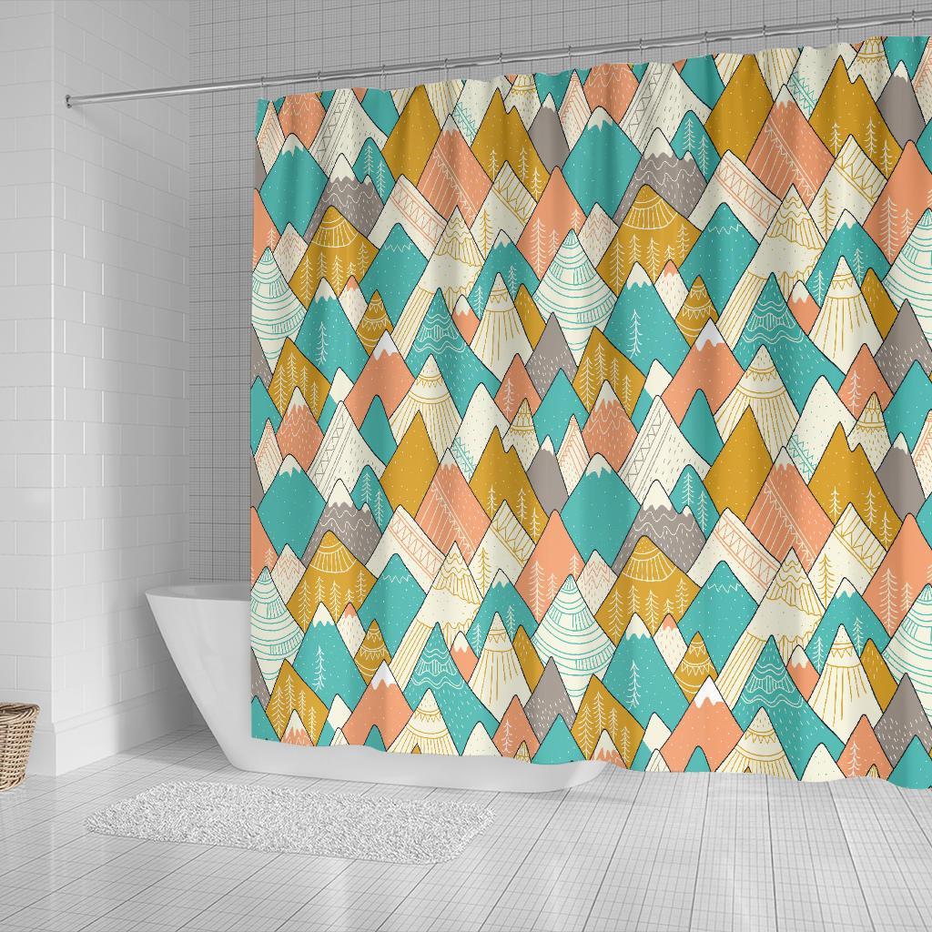 Mountain Colorful Pattern Print Bathroom Shower Curtain-grizzshop