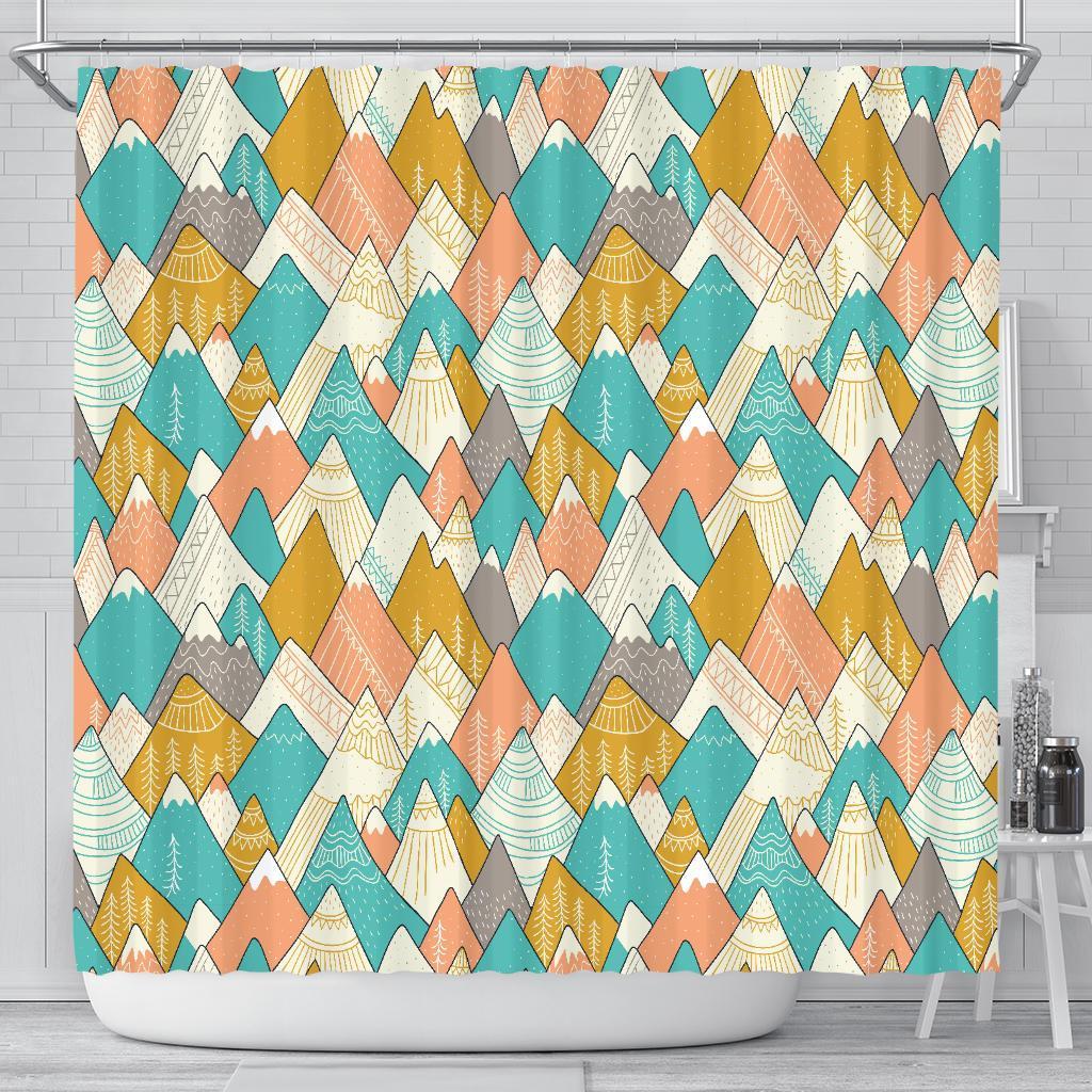 Mountain Colorful Pattern Print Bathroom Shower Curtain-grizzshop