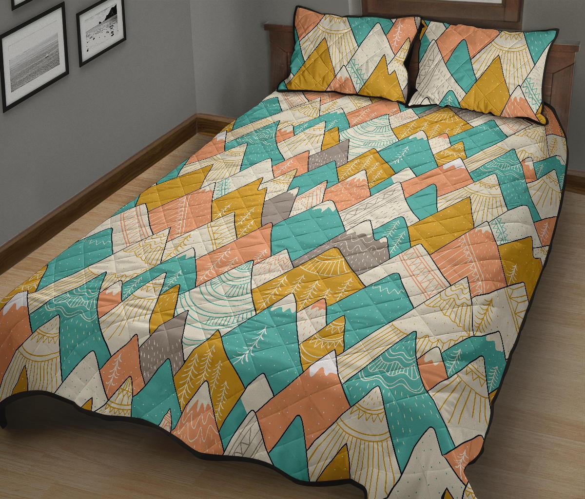 Mountain Colorful Pattern Print Bed Set Quilt-grizzshop