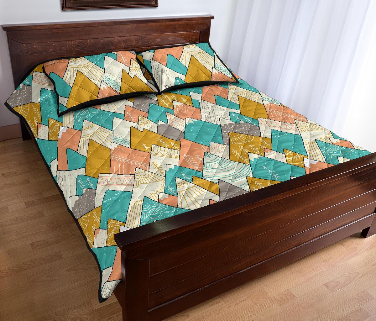 Mountain Colorful Pattern Print Bed Set Quilt-grizzshop
