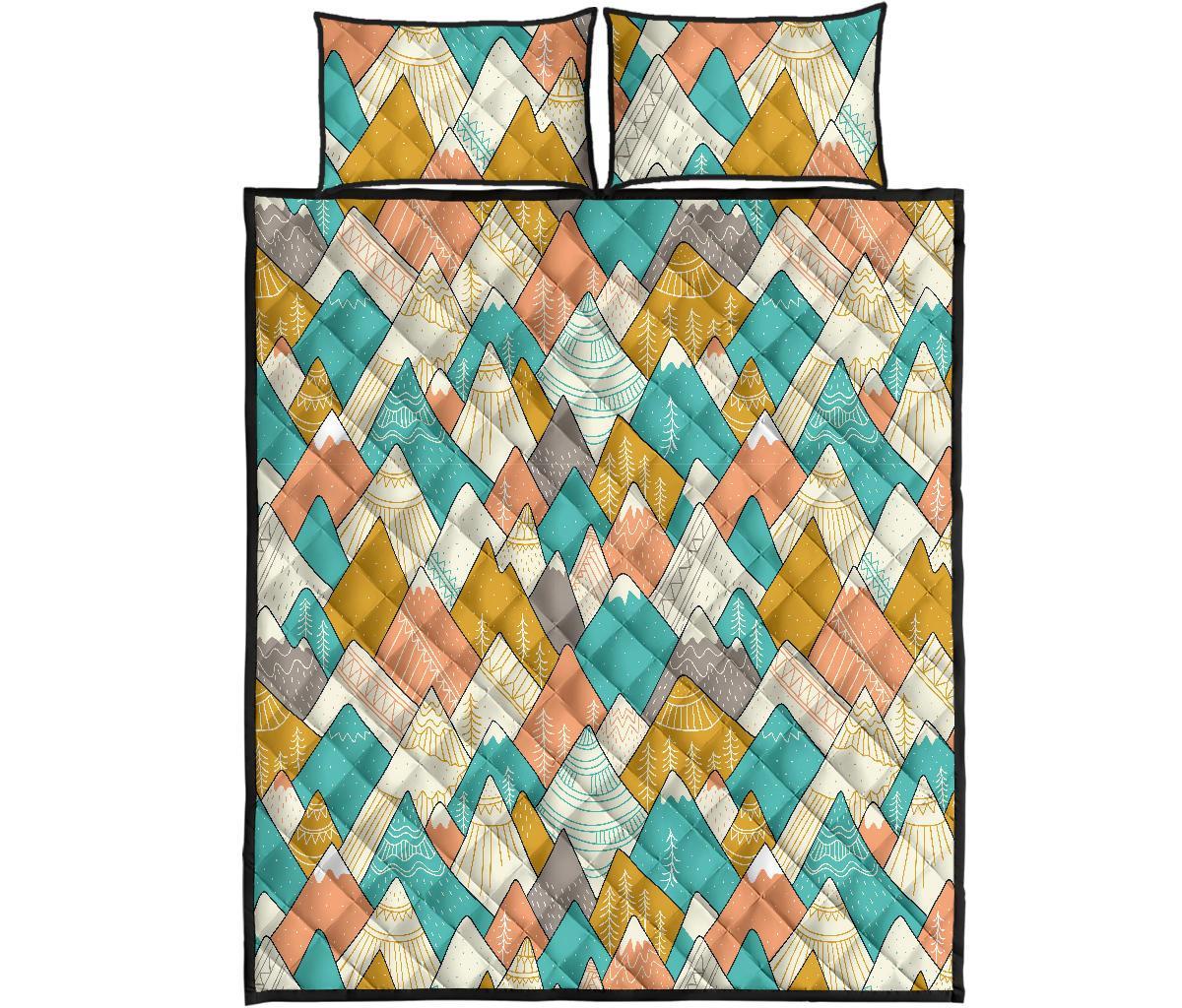Mountain Colorful Pattern Print Bed Set Quilt-grizzshop