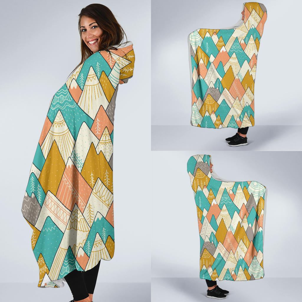 Mountain Colorful Pattern Print Hooded Blanket-grizzshop