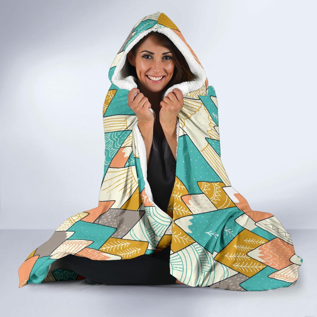 Mountain Colorful Pattern Print Hooded Blanket-grizzshop