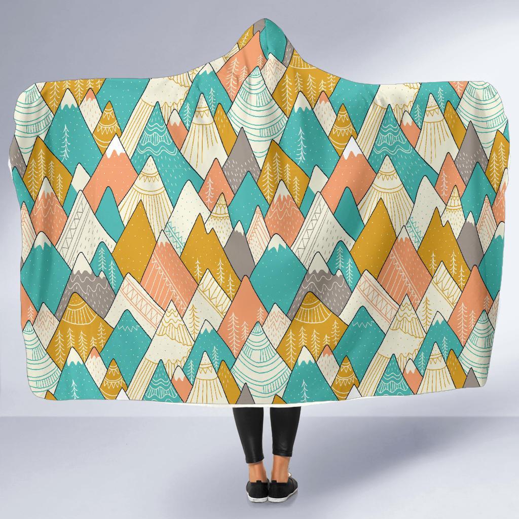 Mountain Colorful Pattern Print Hooded Blanket-grizzshop