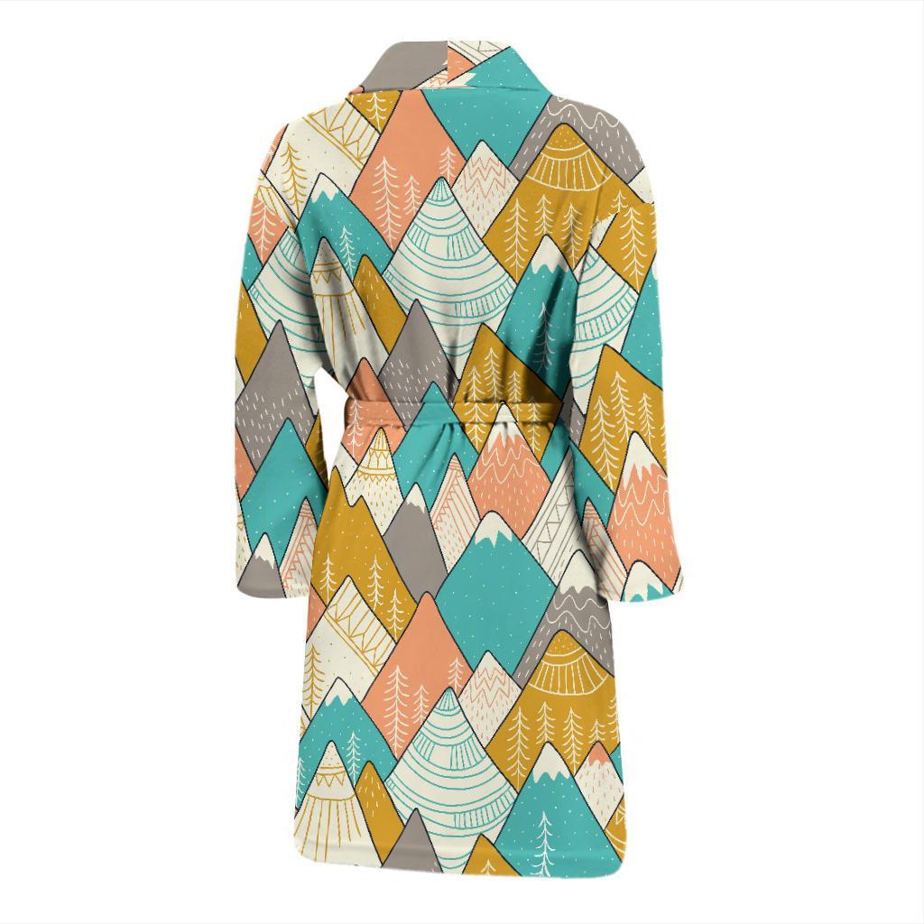 Mountain Colorful Pattern Print Men Long Robe-grizzshop
