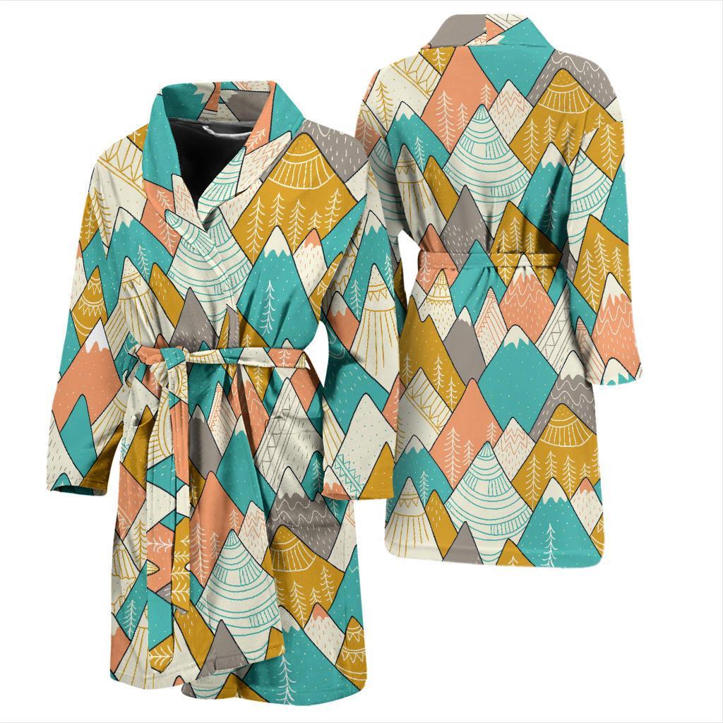 Mountain Colorful Pattern Print Men Long Robe-grizzshop