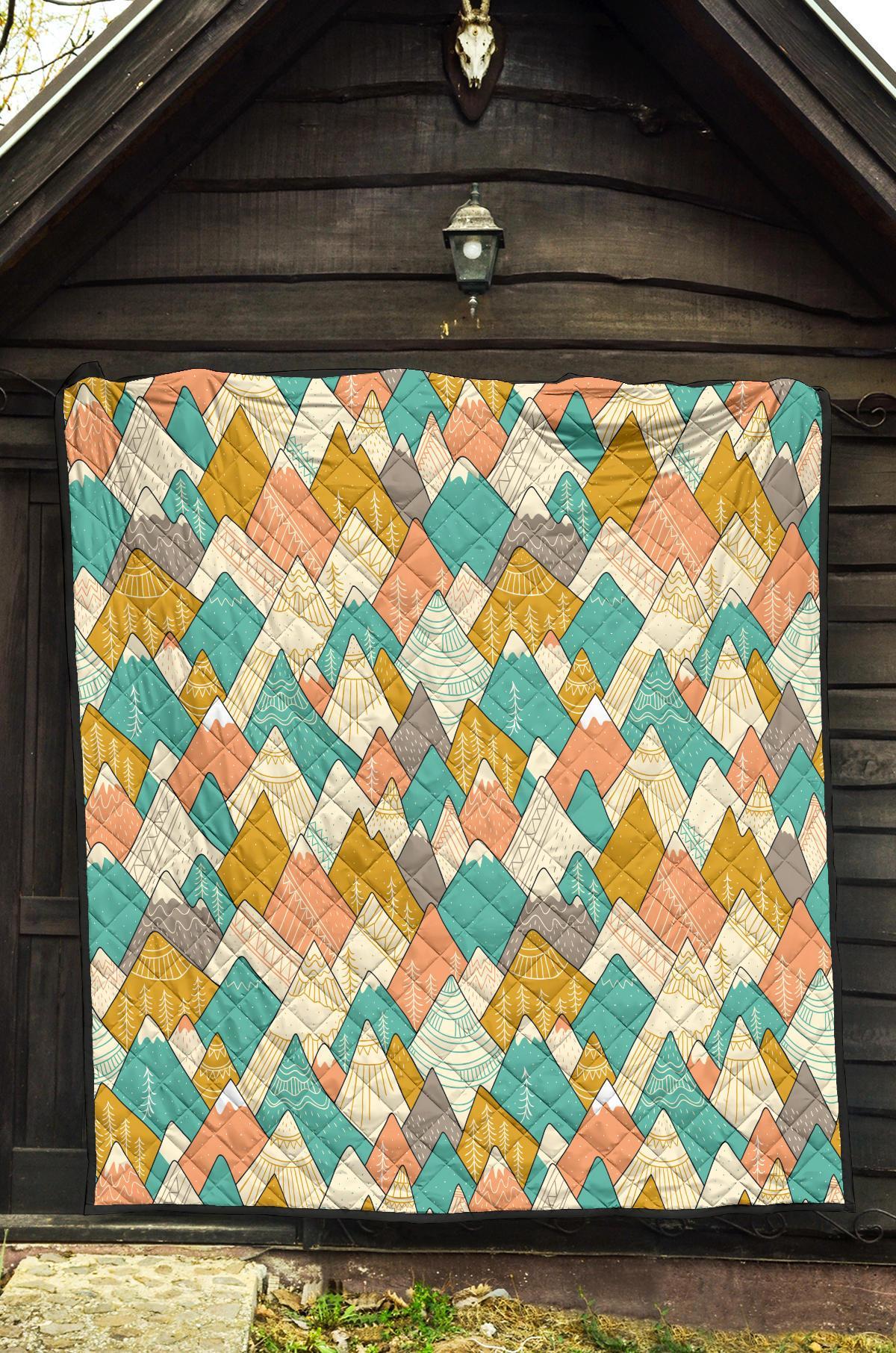 Mountain Colorful Pattern Print Quilt-grizzshop