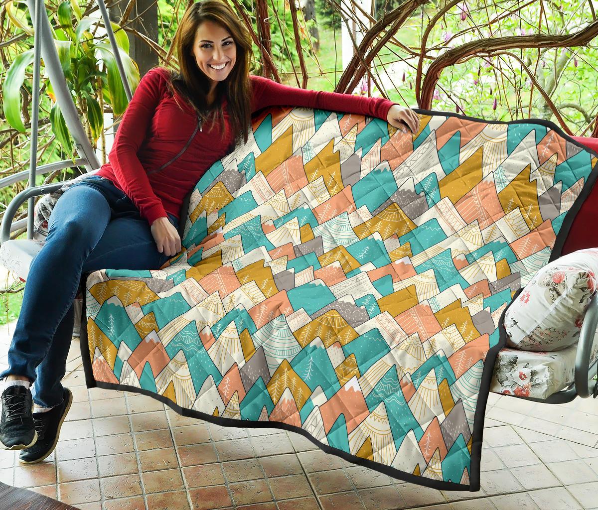 Mountain Colorful Pattern Print Quilt-grizzshop