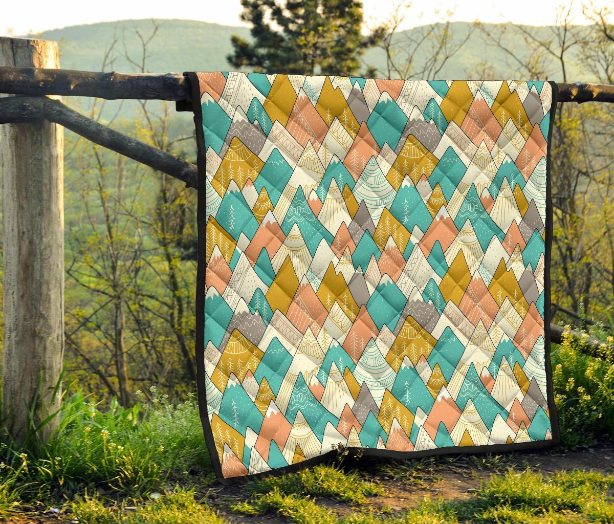 Mountain Colorful Pattern Print Quilt-grizzshop