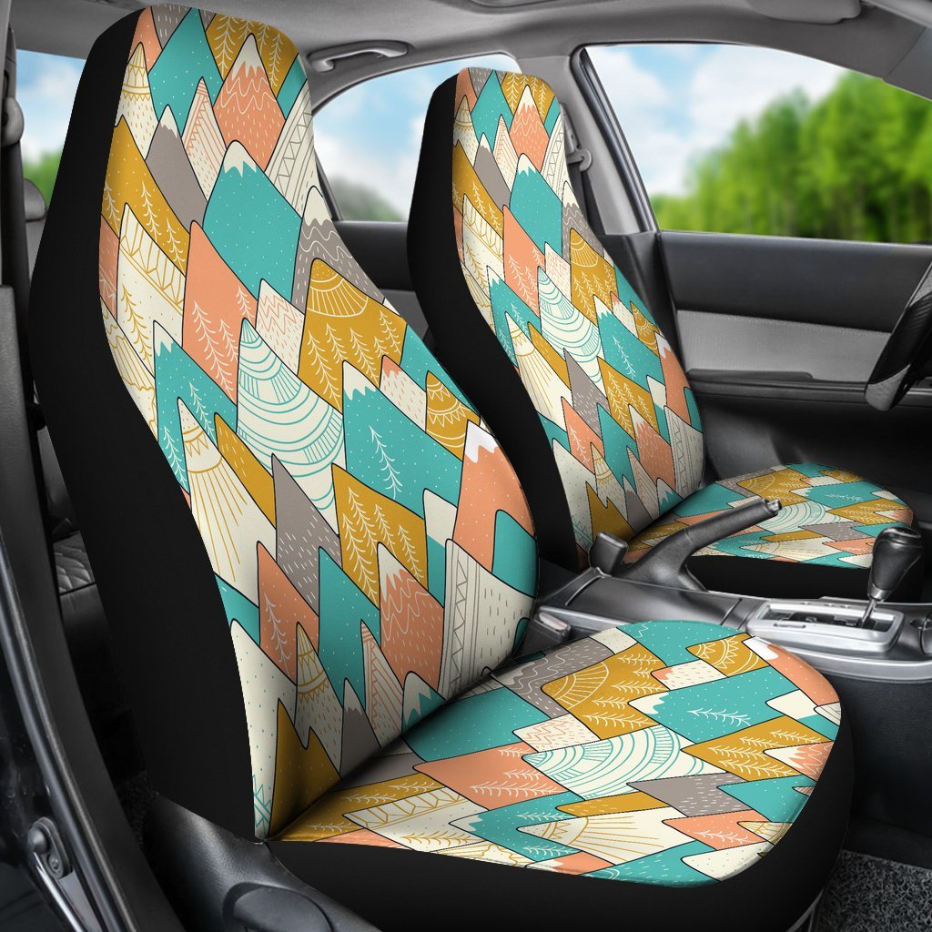 Mountain Colorful Pattern Print Universal Fit Car Seat Covers-grizzshop