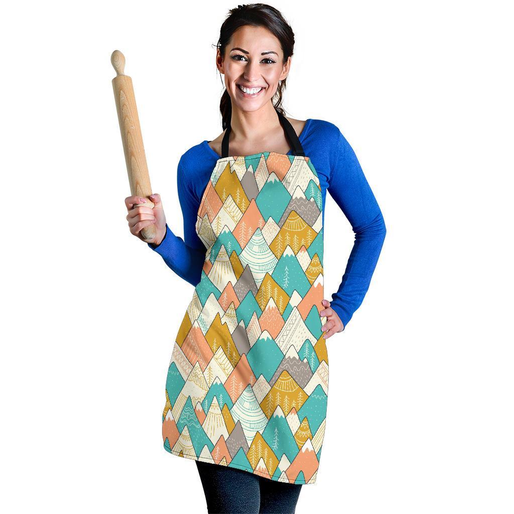 Mountain Colorful Pattern Print Women's Apron-grizzshop