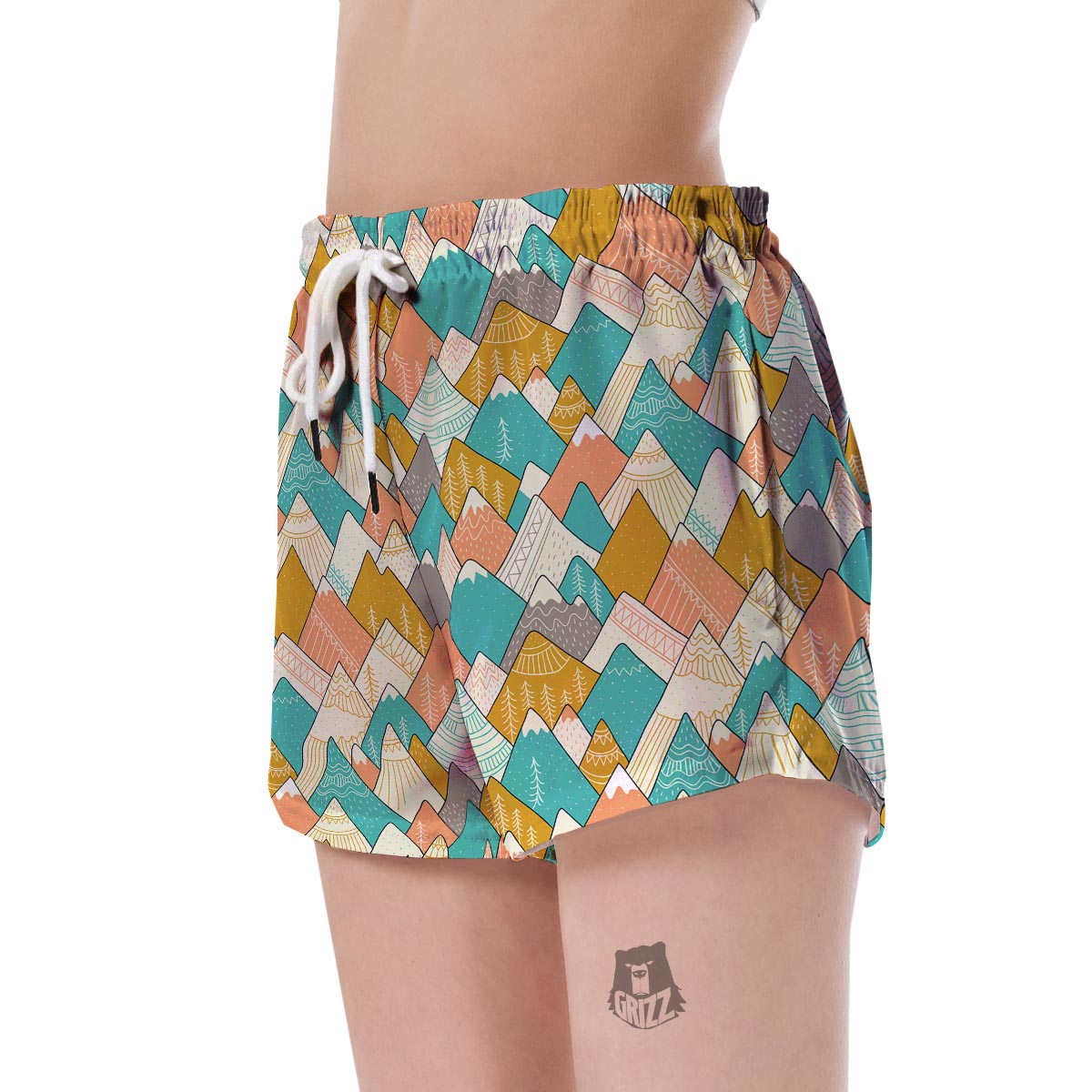 Mountain Colorful Pattern Print Women's Shorts-grizzshop
