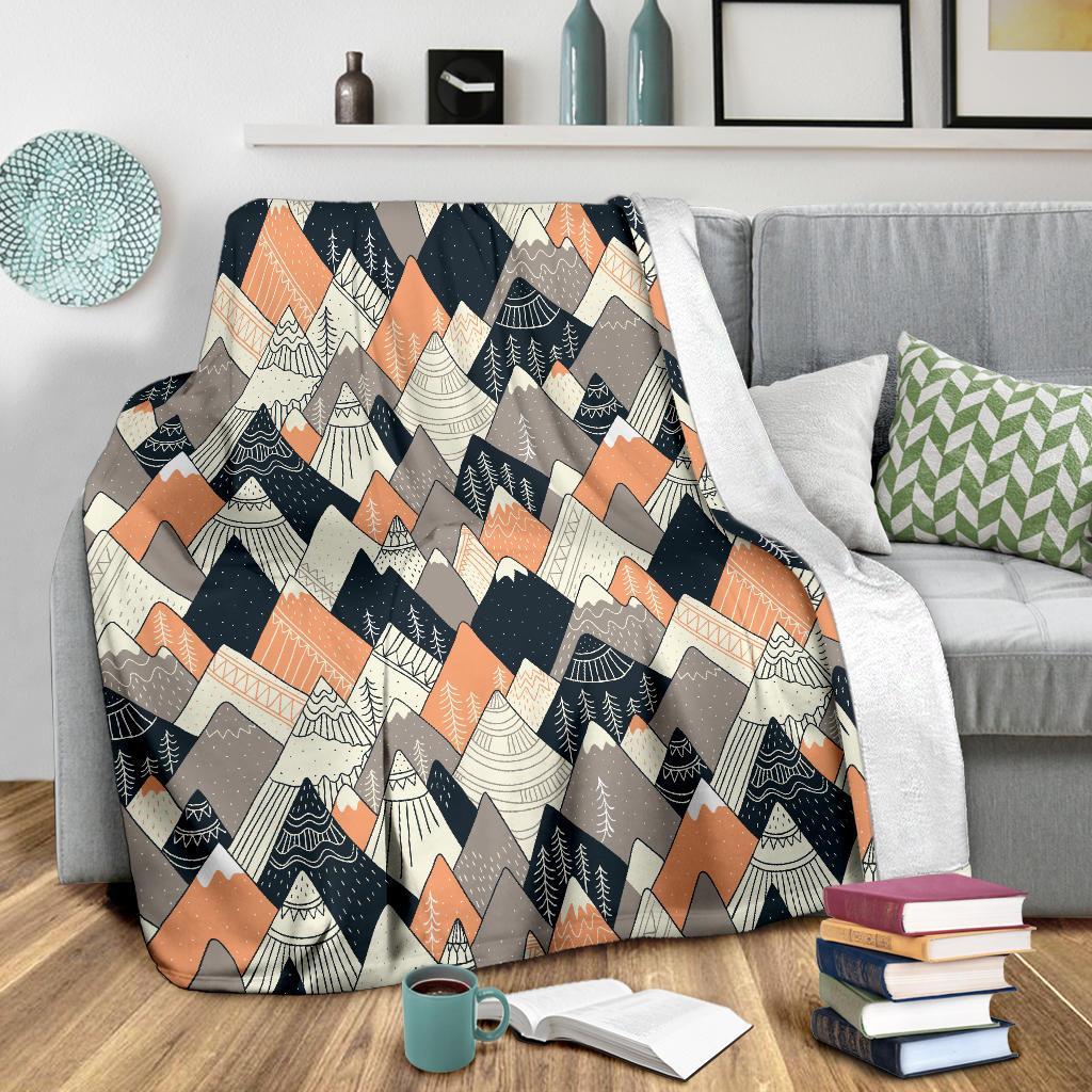 Mountain Pattern Print Blanket-grizzshop