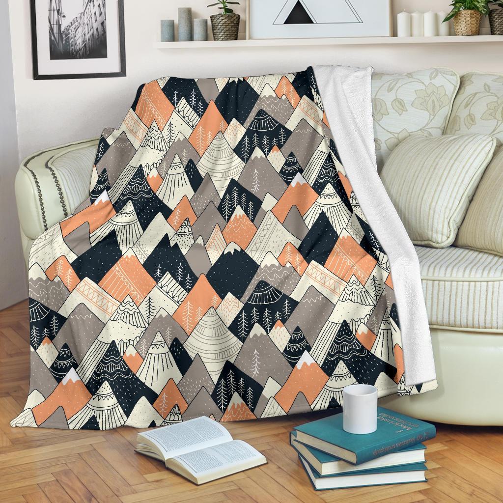 Mountain Pattern Print Blanket-grizzshop