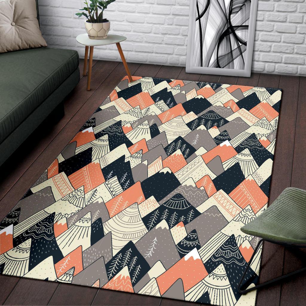 Mountain Pattern Print Floor Mat-grizzshop