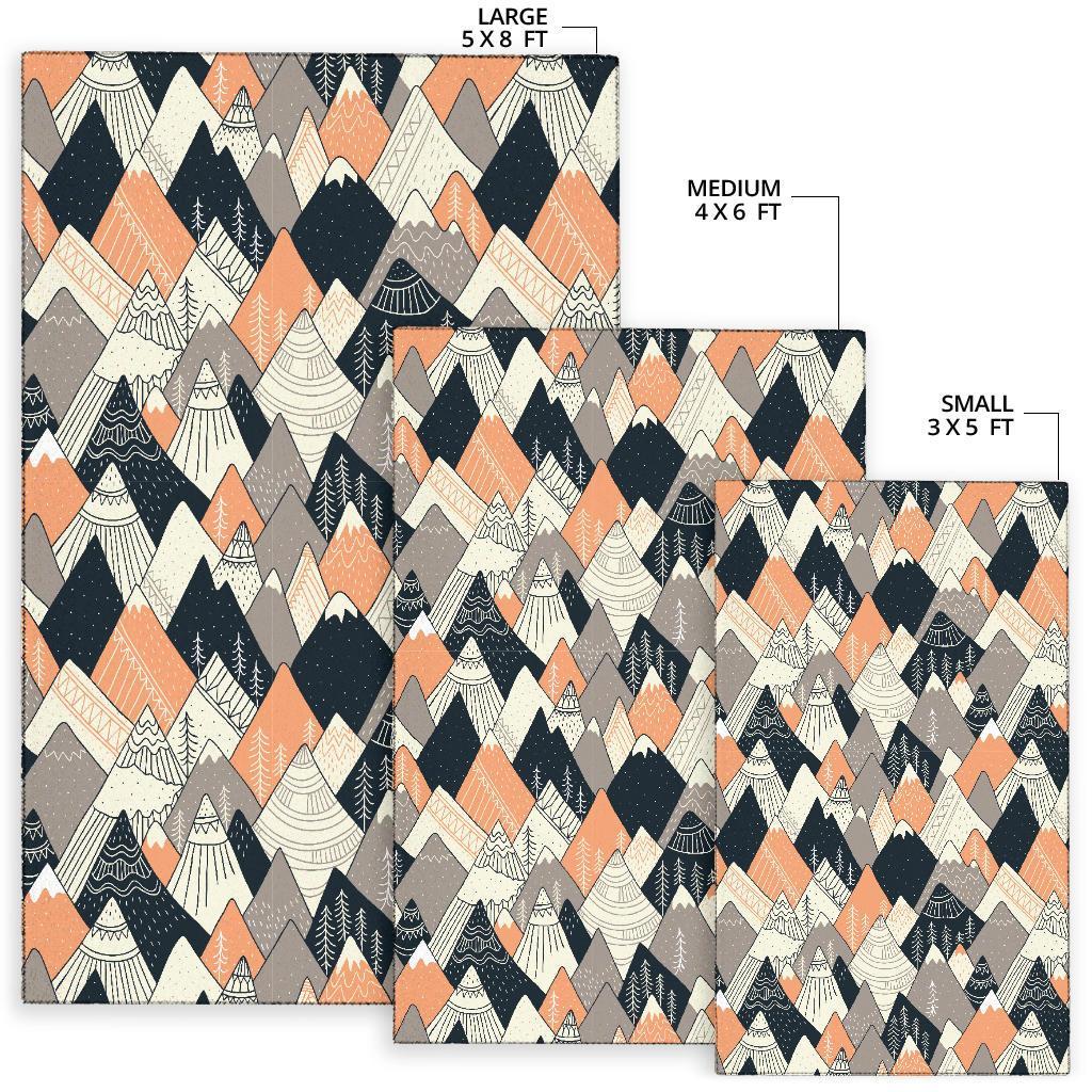 Mountain Pattern Print Floor Mat-grizzshop
