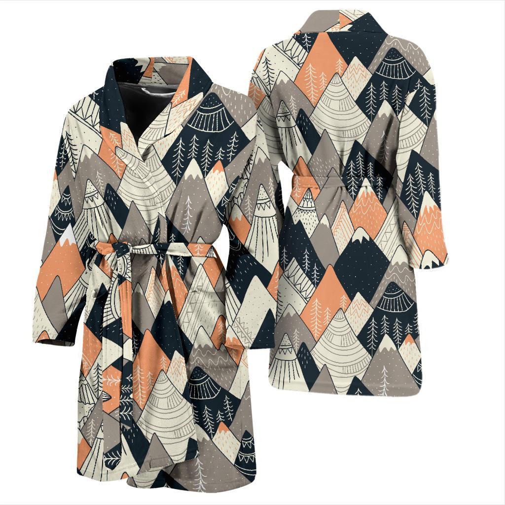 Mountain Pattern Print Men Long Robe-grizzshop