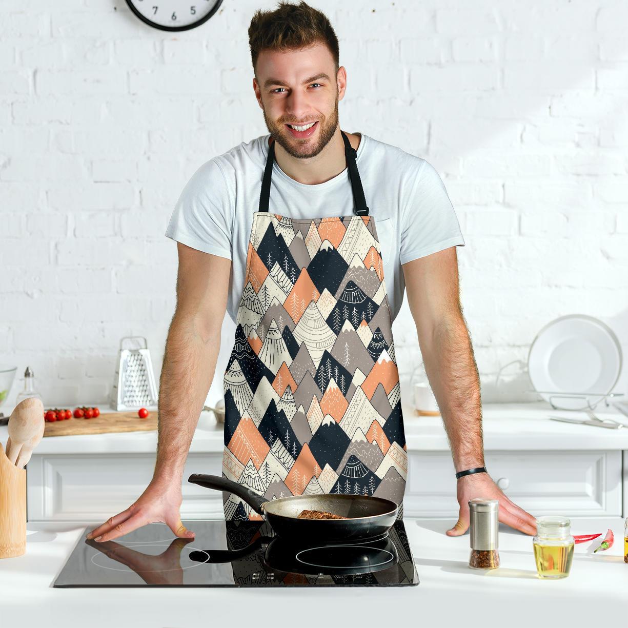 Mountain Pattern Print Men's Apron-grizzshop