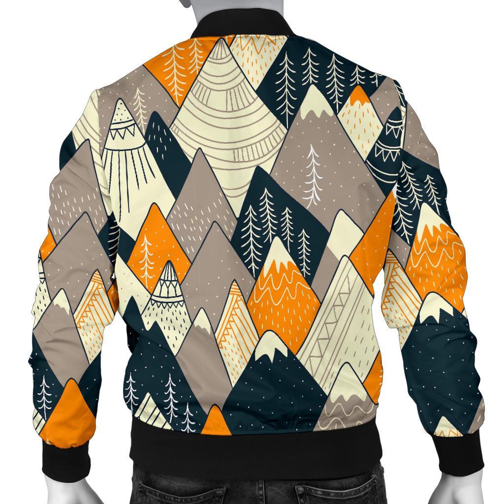 Mountain Pattern Print Men's Bomber Jacket-grizzshop