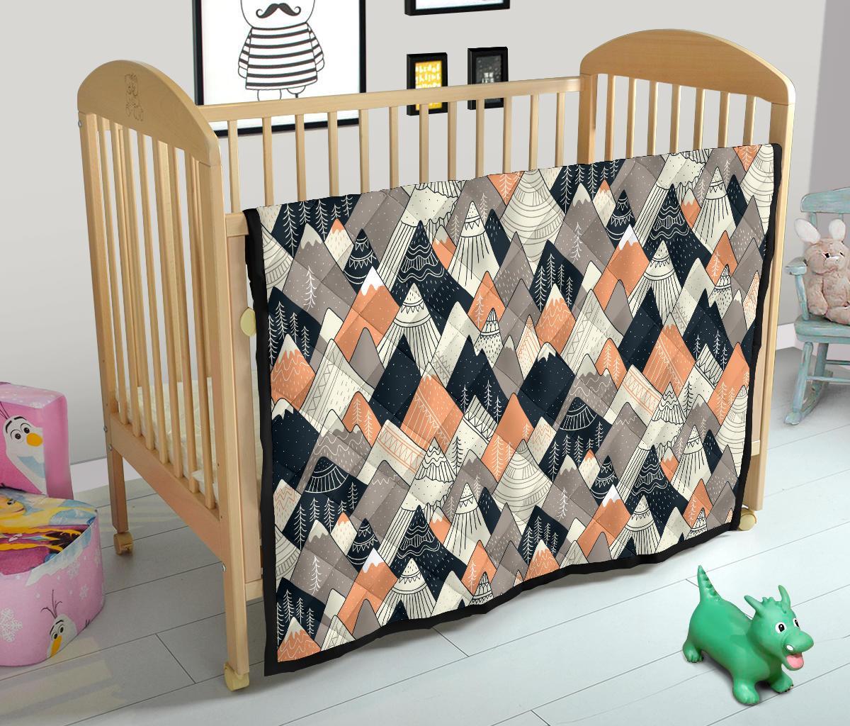 Mountain Pattern Print Quilt-grizzshop