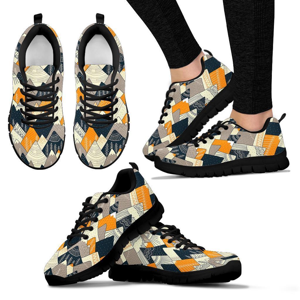 Mountain Pattern Print Sneaker Shoes For Men Women-grizzshop