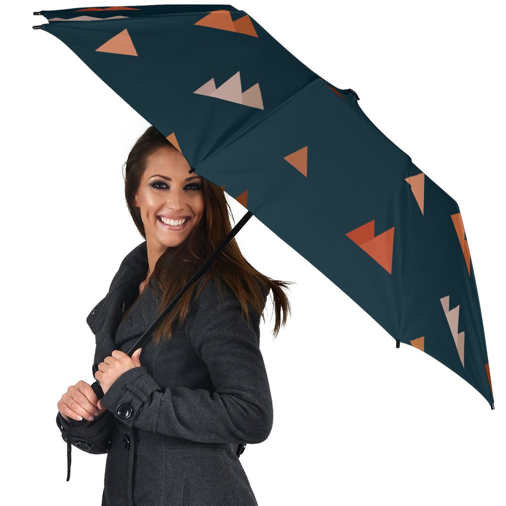 Mountain Print Pattern Automatic Foldable Umbrella-grizzshop