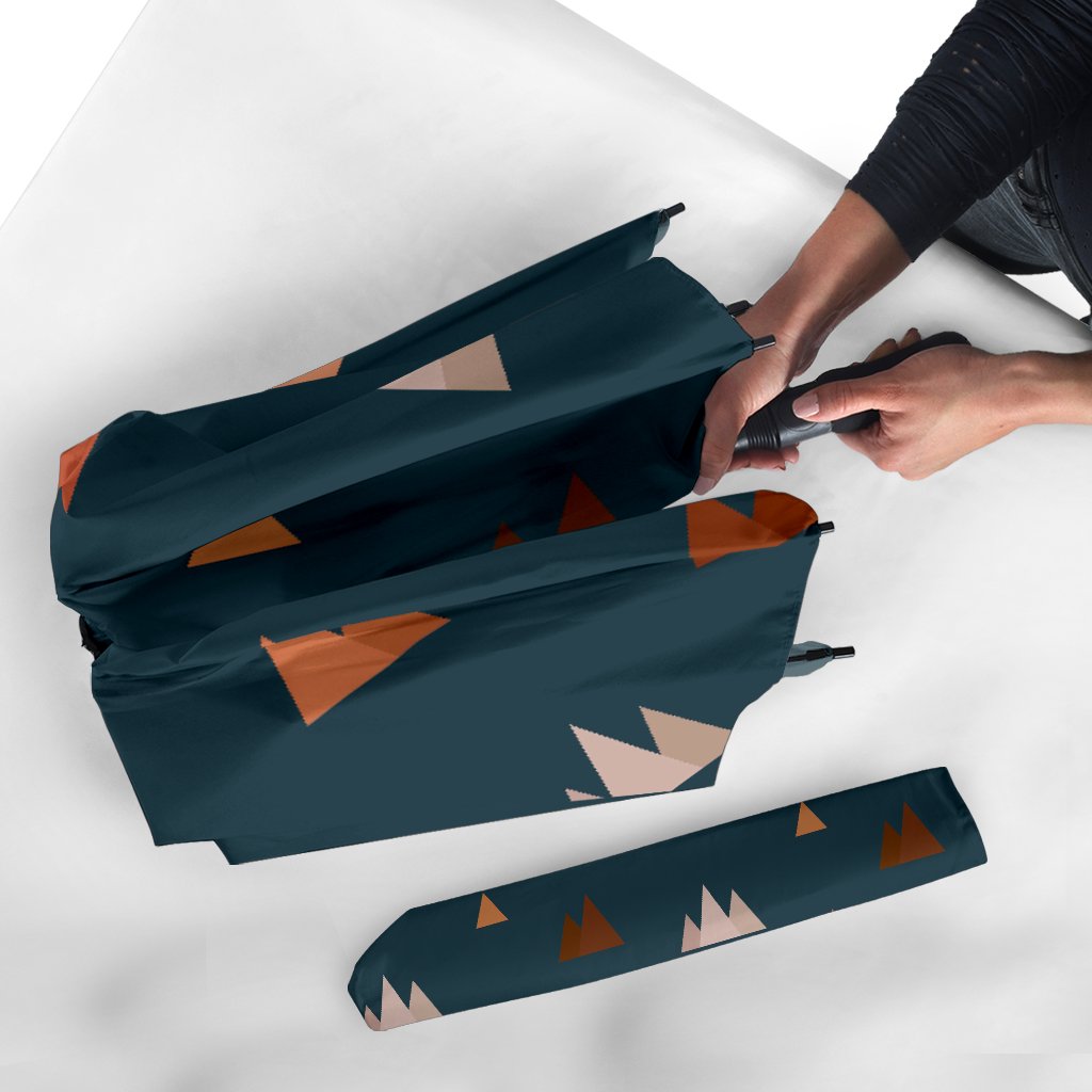 Mountain Print Pattern Automatic Foldable Umbrella-grizzshop