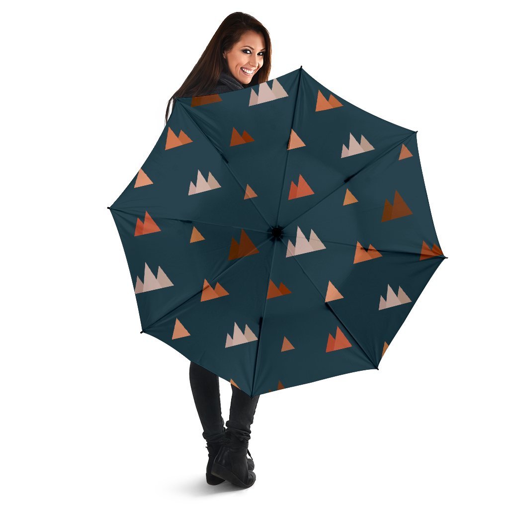 Mountain Print Pattern Automatic Foldable Umbrella-grizzshop