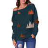 Mountain Print Pattern Women Off Shoulder Sweatshirt-grizzshop