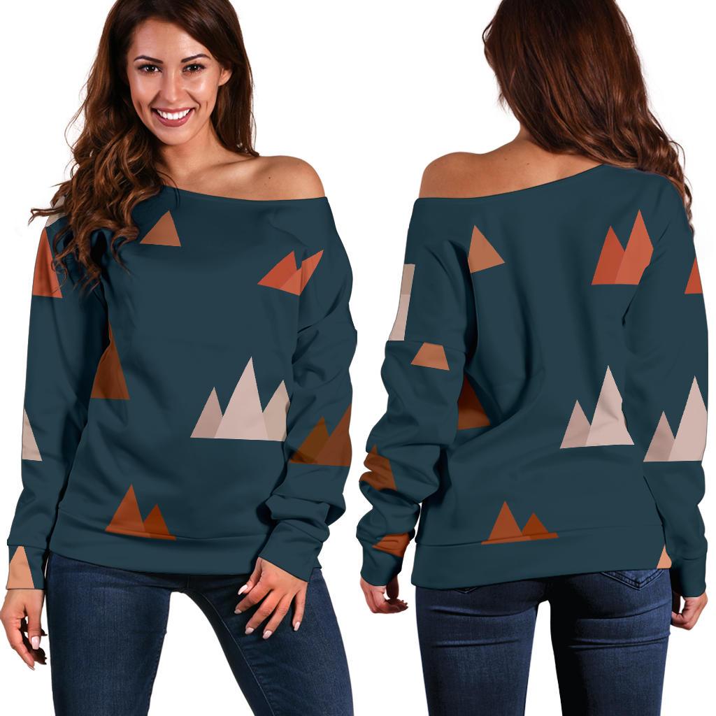 Mountain Print Pattern Women Off Shoulder Sweatshirt-grizzshop