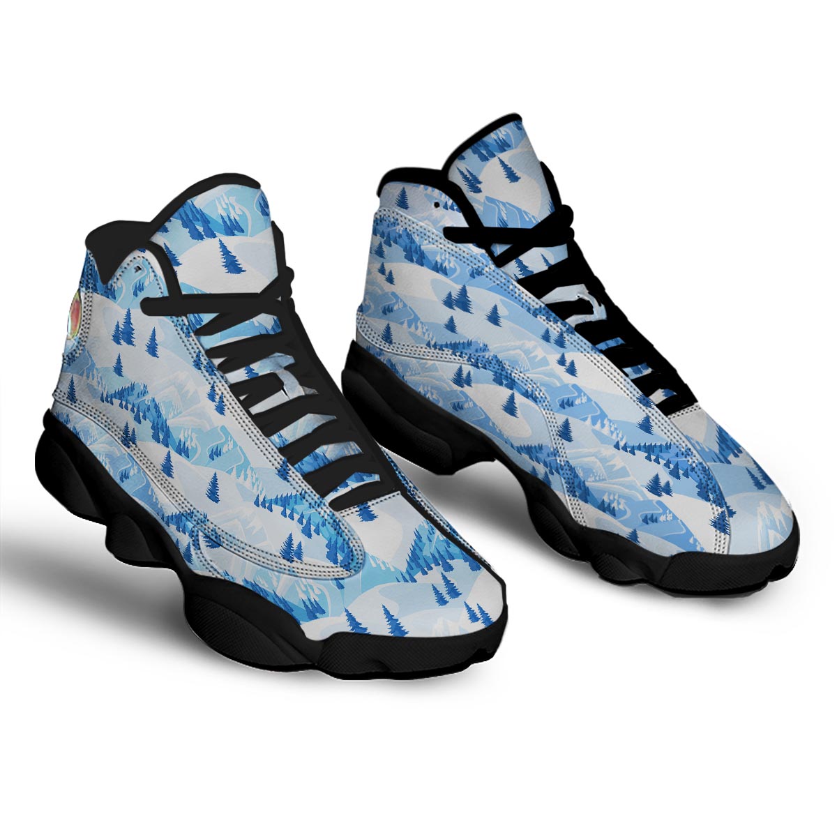 Mountain Skiing Print Pattern Black Basketball Shoes-grizzshop