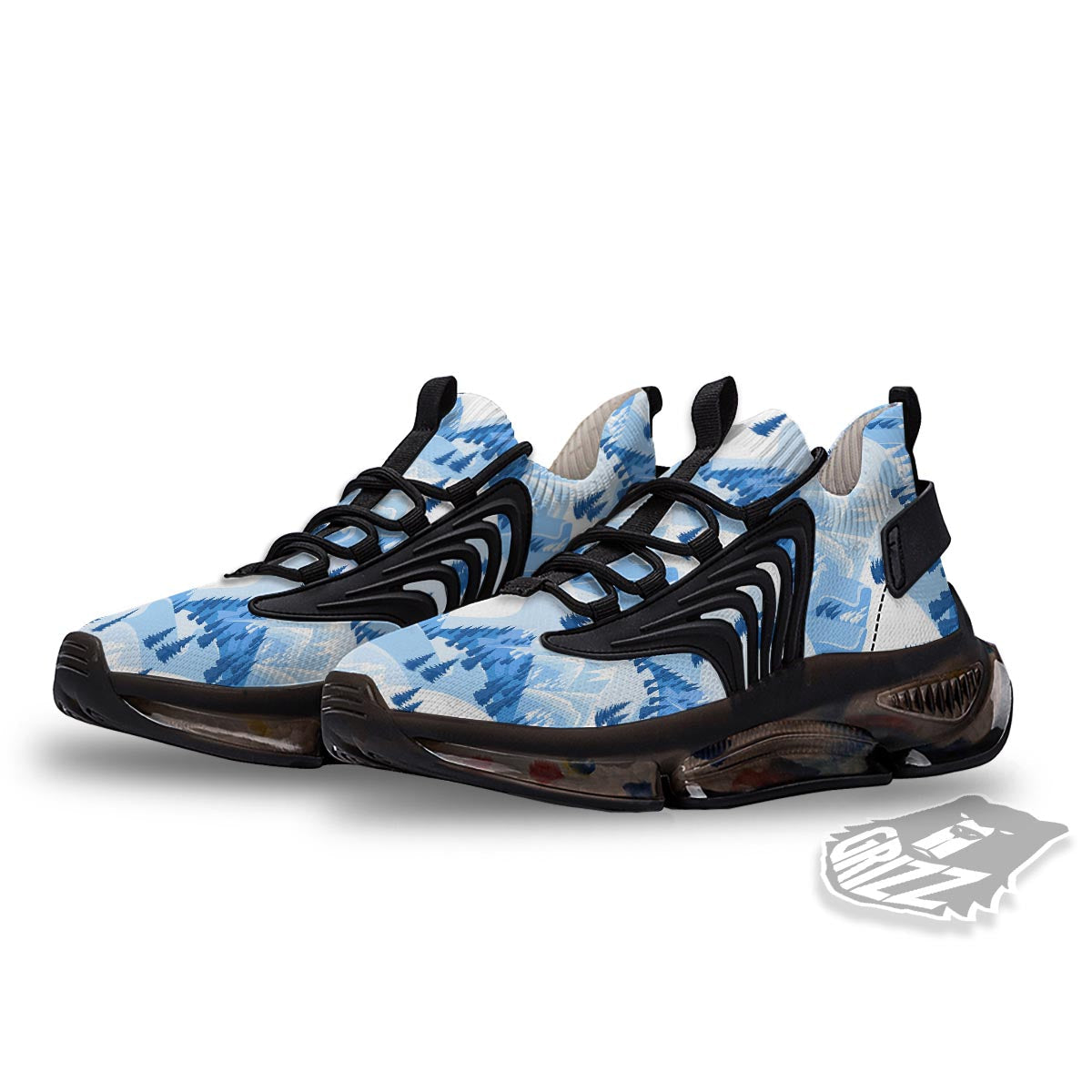 Mountain Skiing Print Pattern Black Gym Shoes-grizzshop