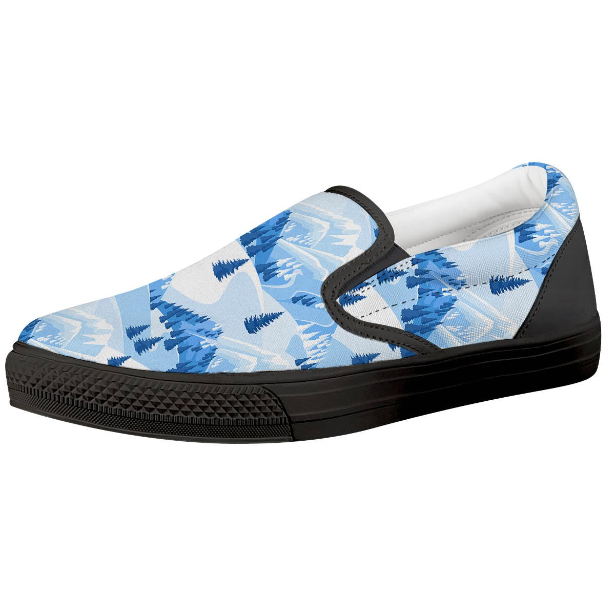Mountain Skiing Print Pattern Black Slip On Shoes-grizzshop