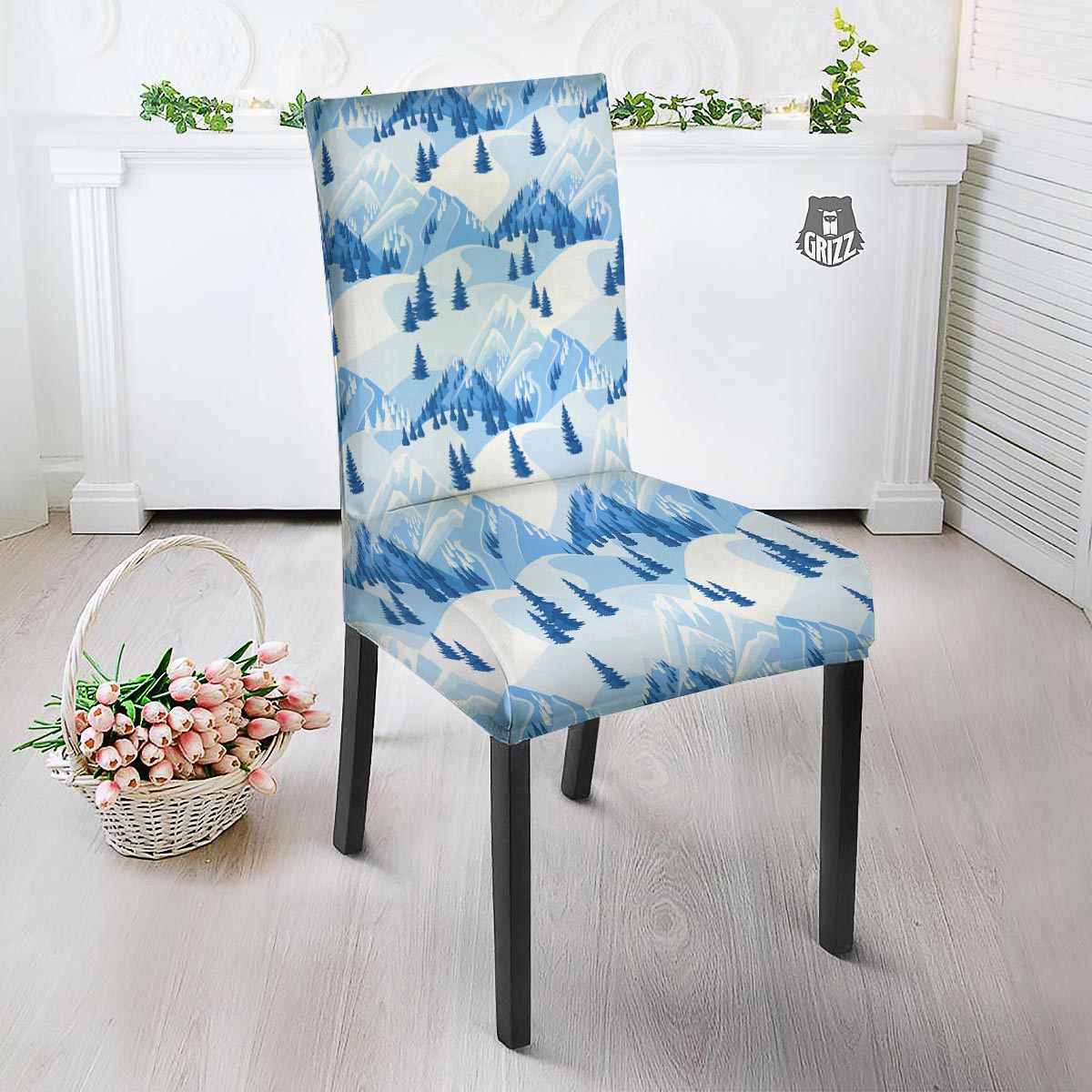 Mountain Skiing Print Pattern Dining Chair Slipcover-grizzshop