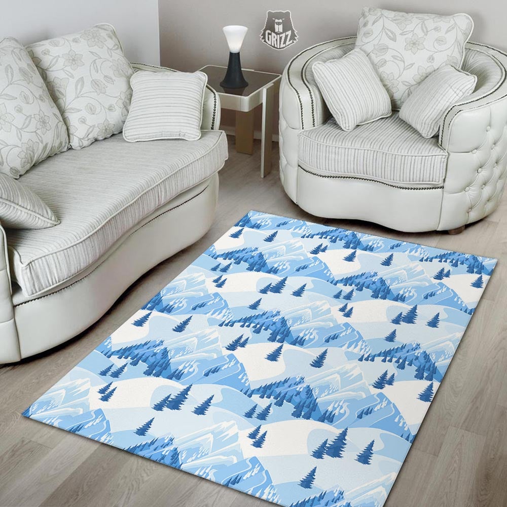 Mountain Skiing Print Pattern Floor Mat-grizzshop