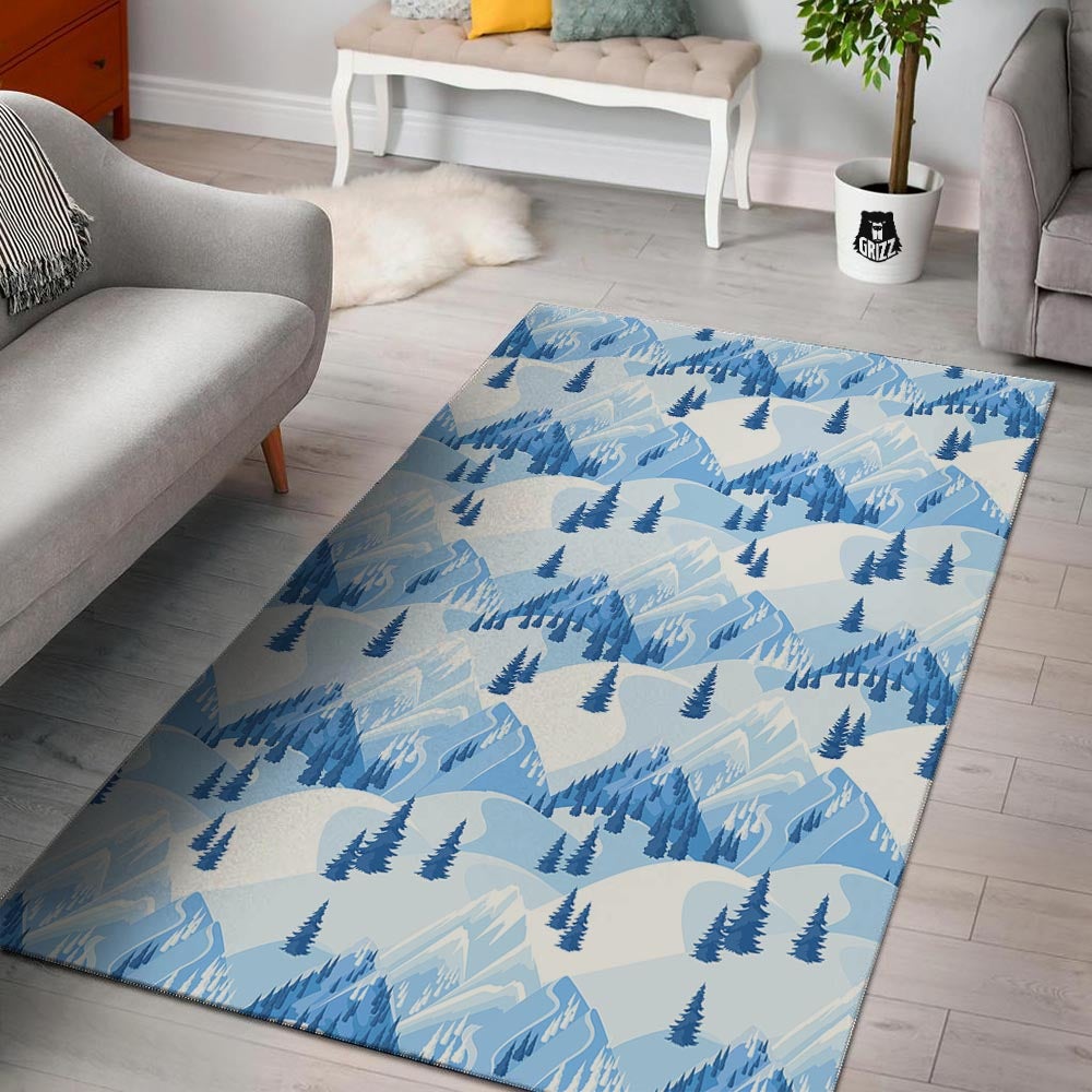 Mountain Skiing Print Pattern Floor Mat-grizzshop