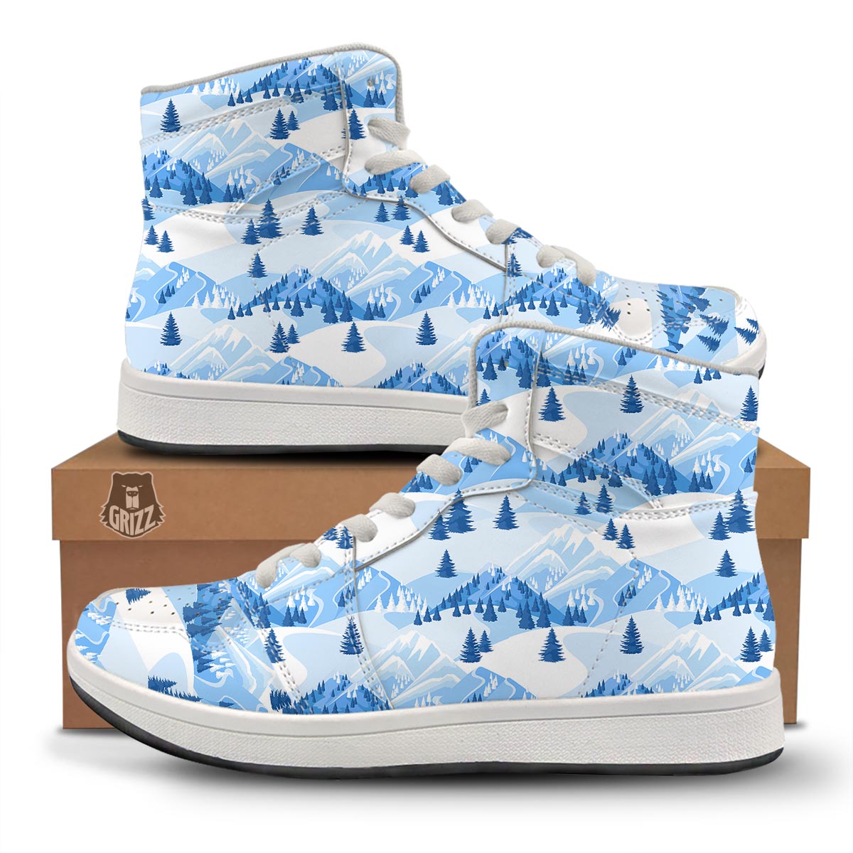 Mountain Skiing Print Pattern High Top Sneakers-grizzshop