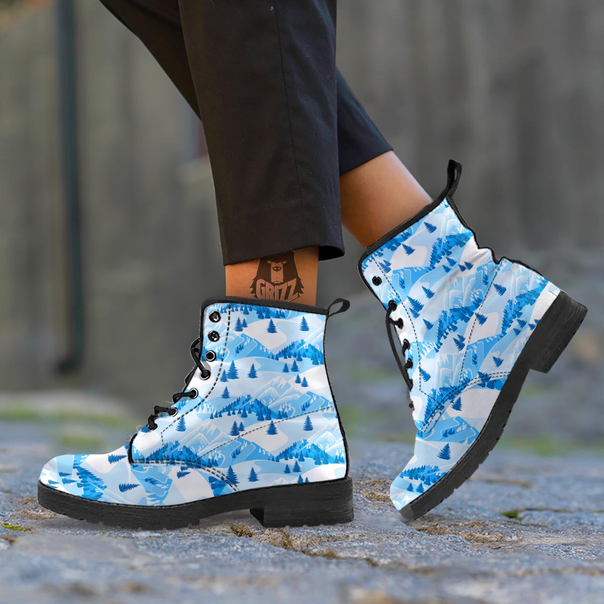 Mountain Skiing Print Pattern Leather Boots-grizzshop