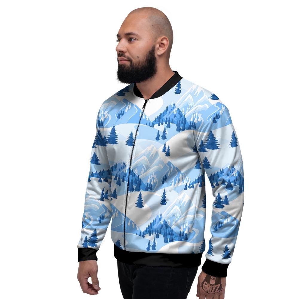 Mountain Skiing Print Pattern Men's Bomber Jacket-grizzshop