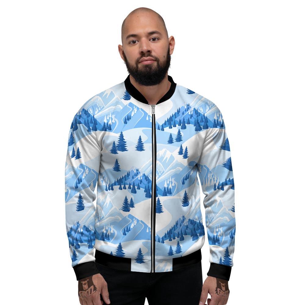 Mountain Skiing Print Pattern Men's Bomber Jacket-grizzshop