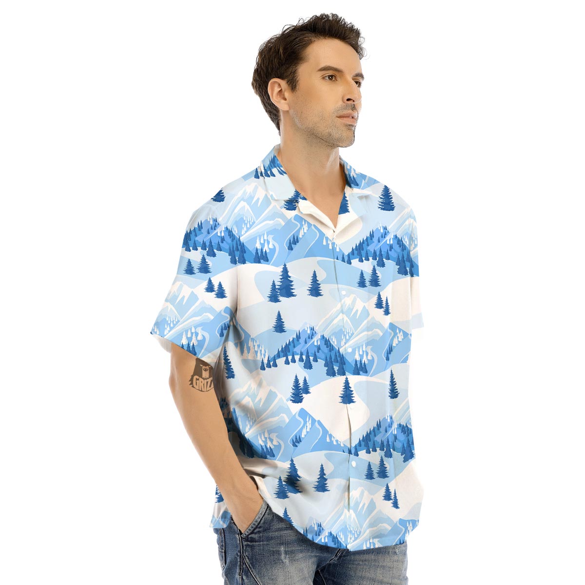 Mountain Skiing Print Pattern Men's Hawaiian Shirt-grizzshop
