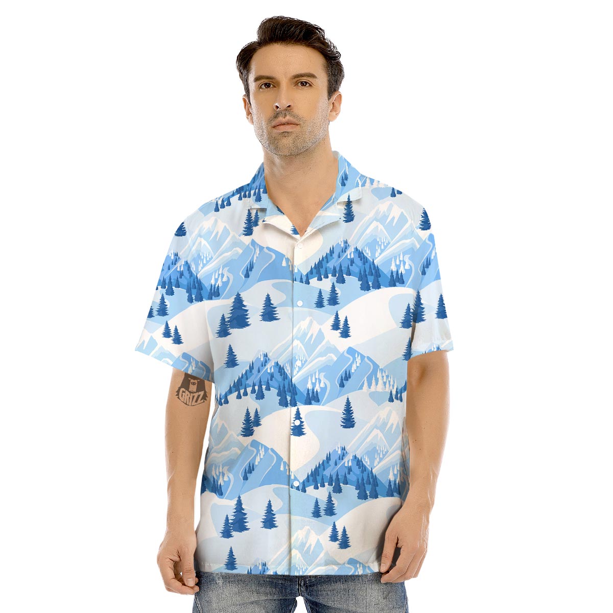 Mountain Skiing Print Pattern Men's Hawaiian Shirt-grizzshop