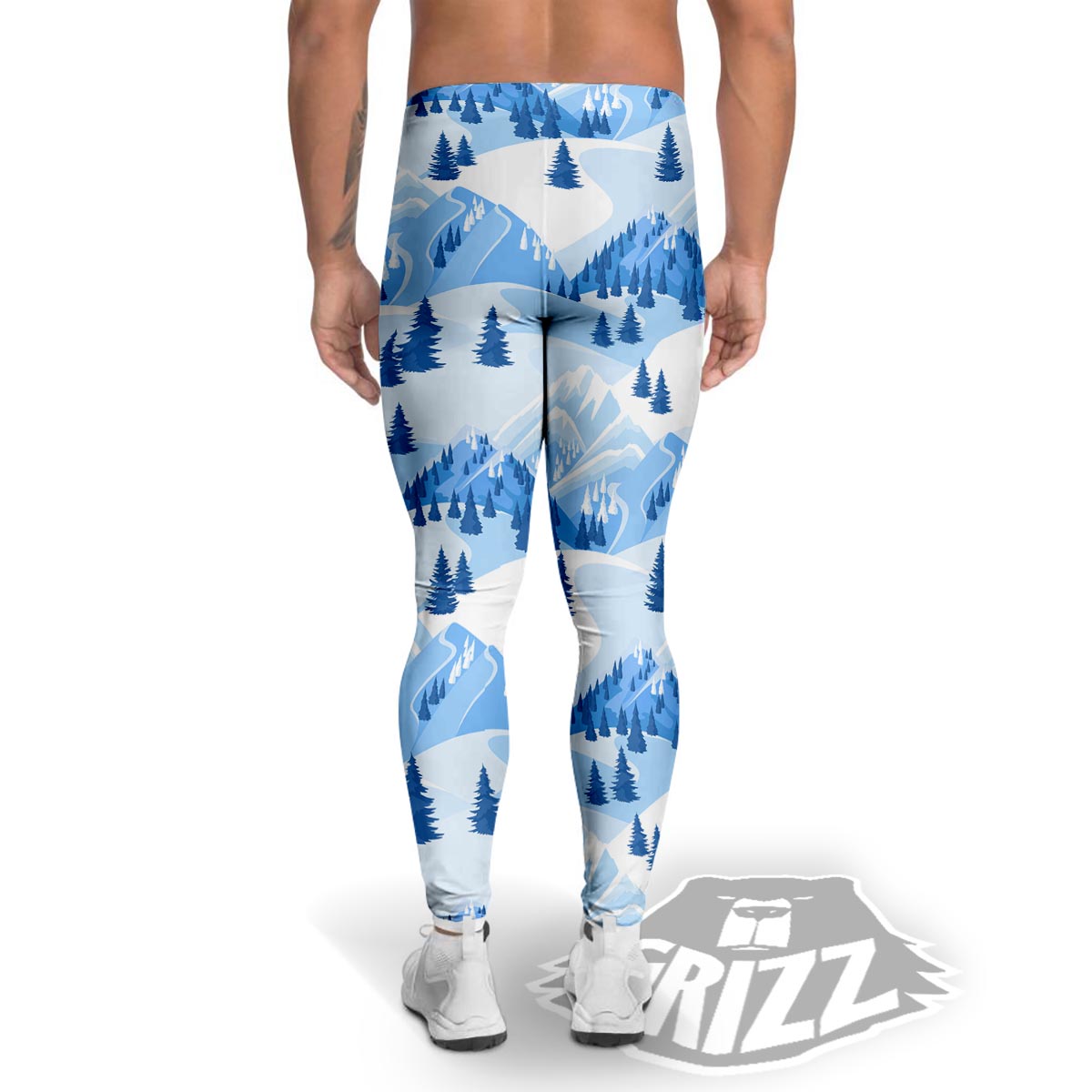 Mountain Skiing Print Pattern Men's Leggings-grizzshop