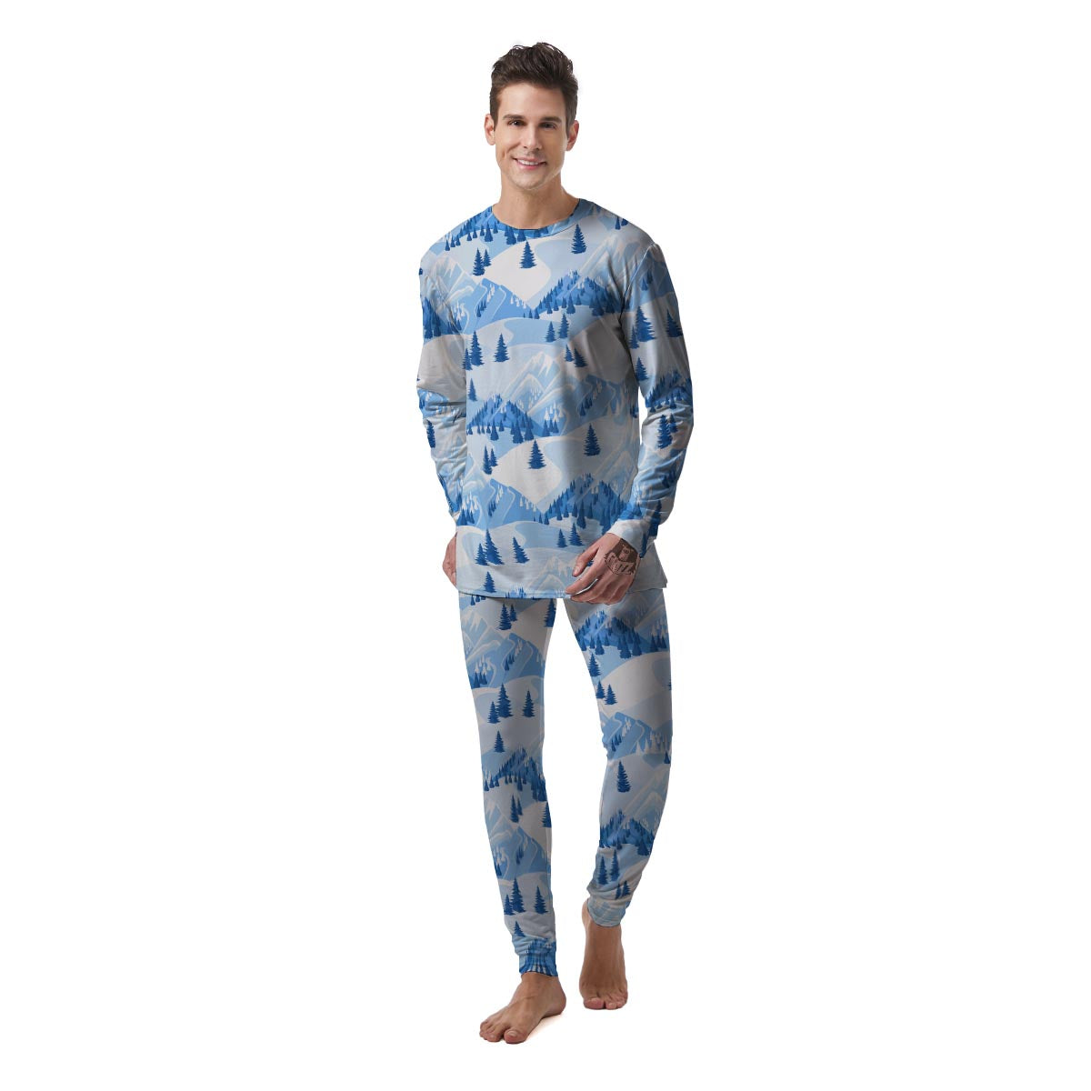 Mountain Skiing Print Pattern Men's Pajamas-grizzshop