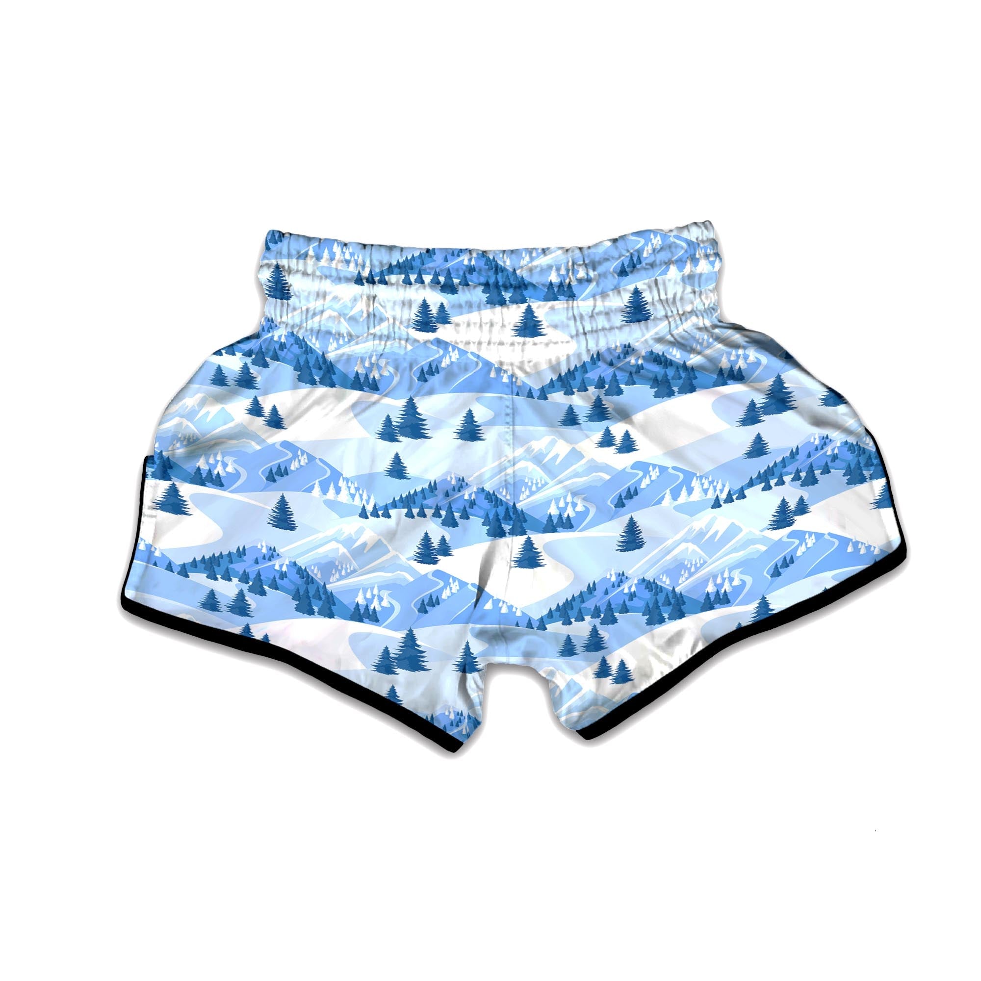 Mountain Skiing Print Pattern Muay Thai Boxing Shorts-grizzshop