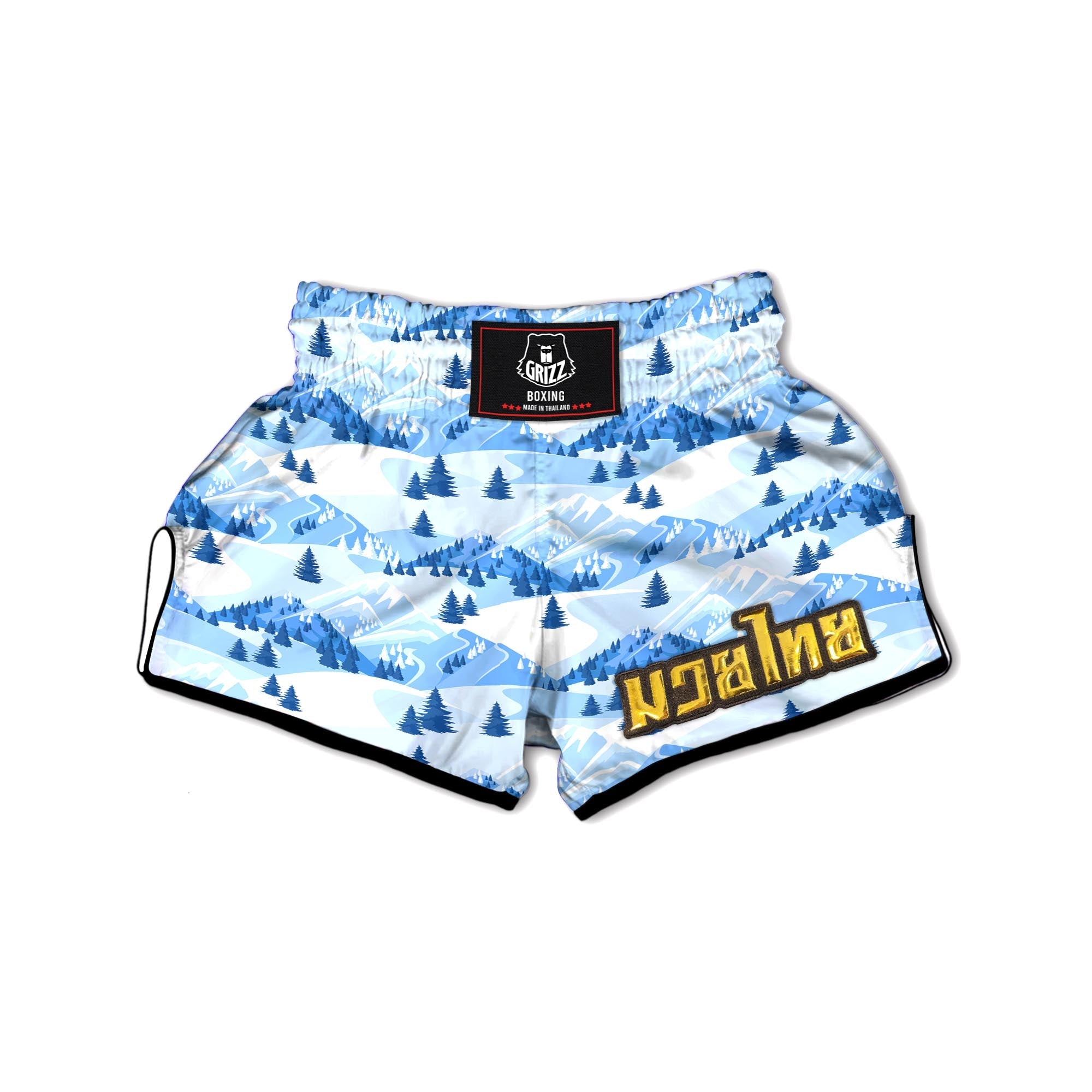Mountain Skiing Print Pattern Muay Thai Boxing Shorts-grizzshop